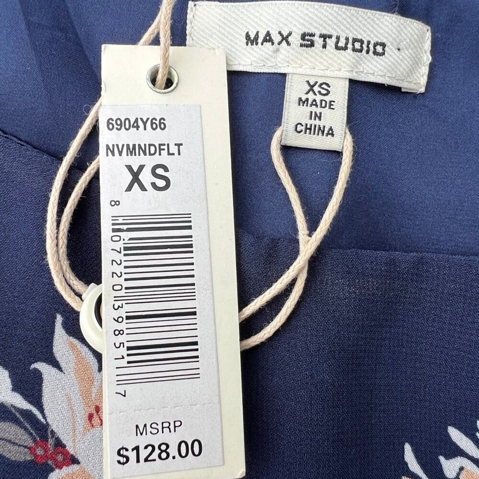 Max Studio Navy Floral Sleeveless Dress, Women's Size Xs — image 6 of 8